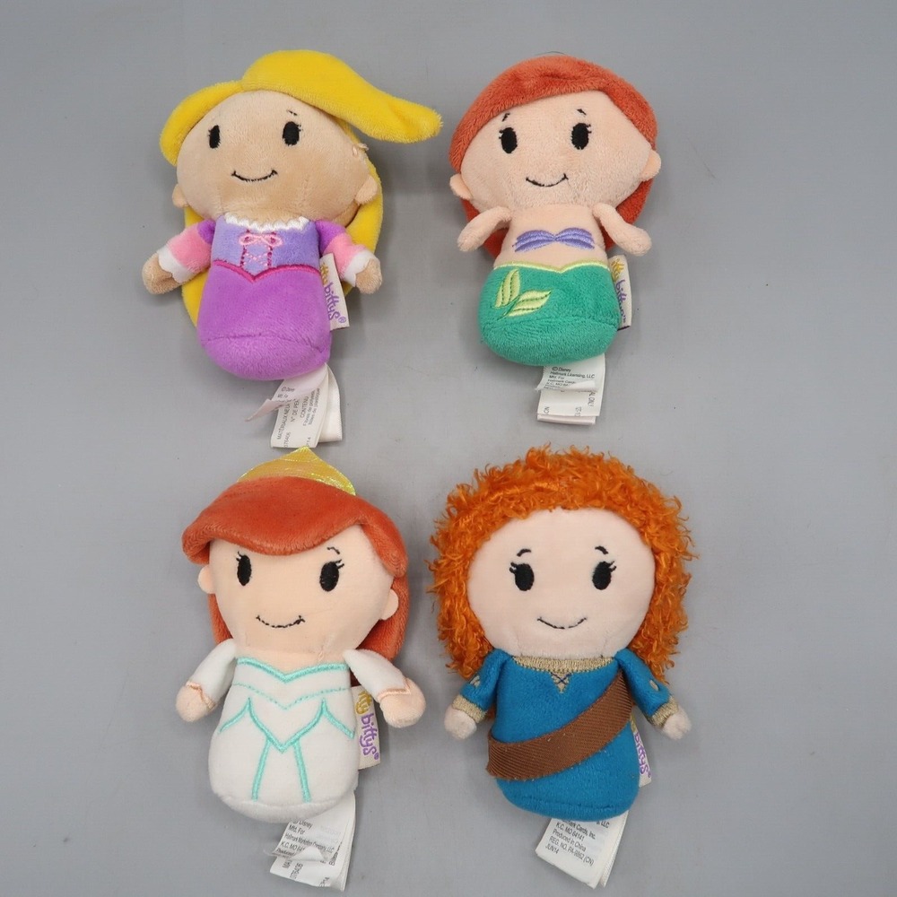 Hallmark Itty Bittys Disney Princess 5" Plush Lot Brave Ariel Tangled Wedding